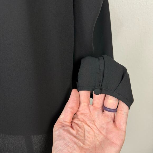 1.State | NWT Winter Garden Rich Black Cold Shoulder Lightweight Flowing Blouse - Picture 9 of 12